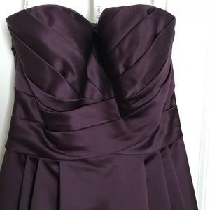 David’s Bridal long bridesmaid dress in Plum